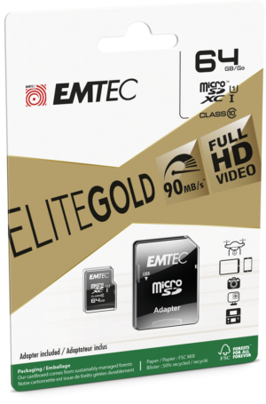 EMTEC Elite Gold microSDXC 64GB U1 Class 10 έως 90MB/s με Adapter