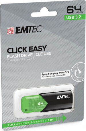 EMTEC Click Easy USB Flash Drive 64GB USB 3.2 Retractable