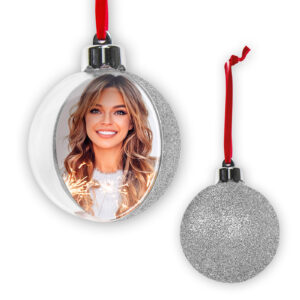 Χριστουγεννιάτικη Μπάλα Φωτογραφίας Snow Flake Big Silver